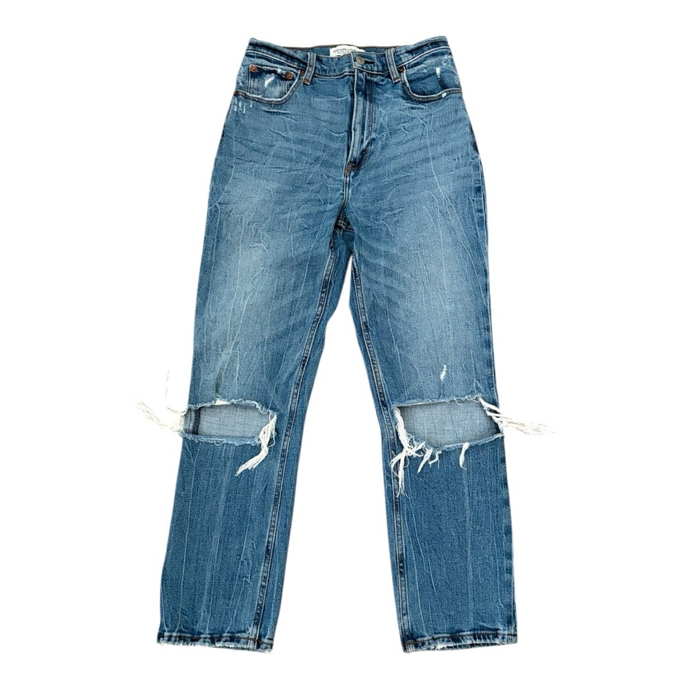 Abercrombie & Fitch Ultra High Rise Ankle Straight Distressed Jean 28/6 Long
